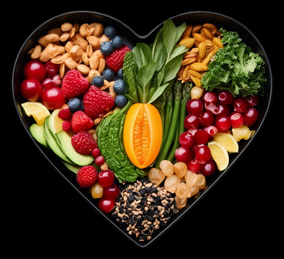 Corazón de comida sana para la alimentación clínica